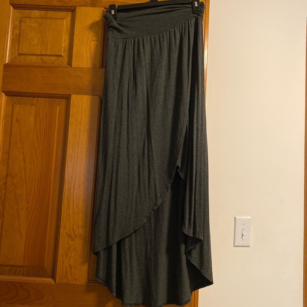Gray Wrap Maxi Skirt